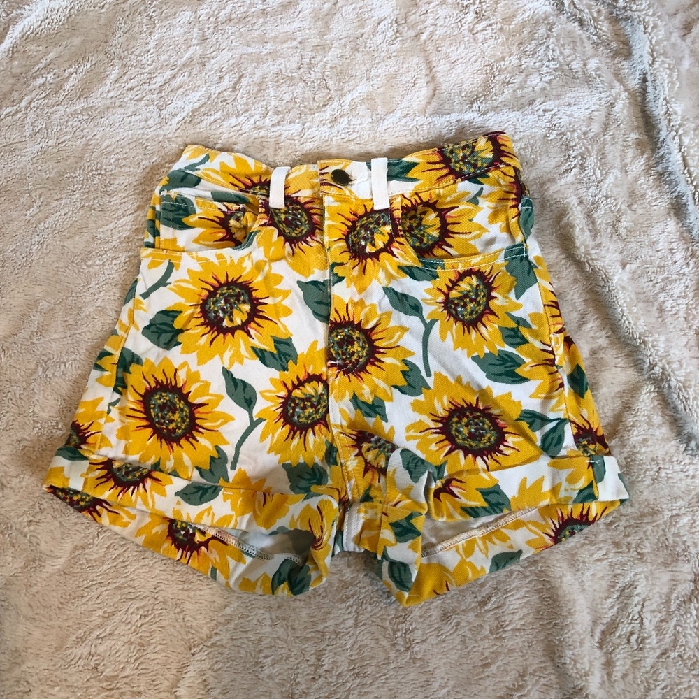 American Apparel high waisted sunflower shorts